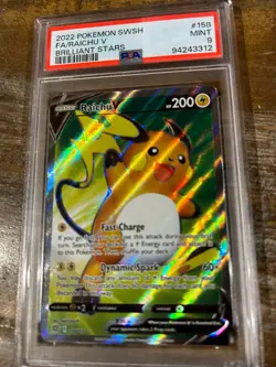 Pokemon 2022 Brilliant Stars SWSH Full Art RAICHU V #158 PSA 9 Mint RARE 2 - Image 1