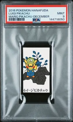 2016 POKEMON HANAFUDA MARIO PIKACHU DECEMBER LUIGI PIKACHU PSA 9 - Image 1