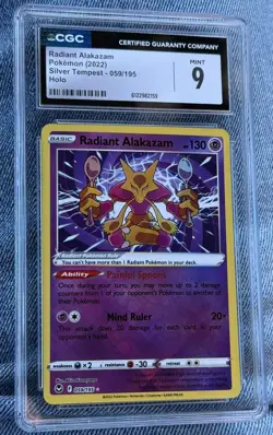 2022 Pokemon Sword & Shield Silver Tempest Radiant Alakazam #059 Graded Mint 9 - Image 1