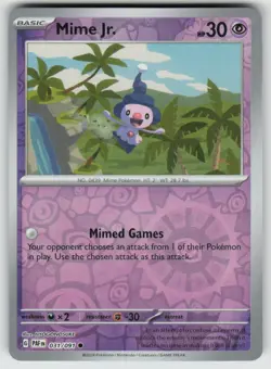 Mime Jr. 031/091 Common Paldean Fates Pokemon Reverse Holo Near Mint - Image 1