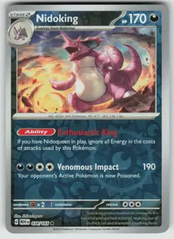 Nidoking 034/165 Rare 151 Pokemon Reverse Holo Lightly Played - Image 1