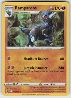 Rampardos 077/189 Holo Rare Astral Radiance Pokemon Holo Lightly Played - Image 1