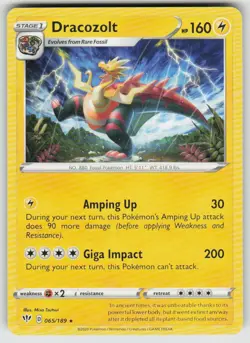Dracozolt 065/189 Rare Darkness Ablaze Pokemon Near Mint - Image 1