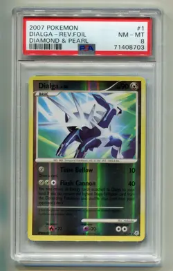 2007 POKEMON DIAMOND & PEARL DIALGA LV. 68 #1/130 REVERSE HOLO FOIL PSA 8 A P1 - Image 1