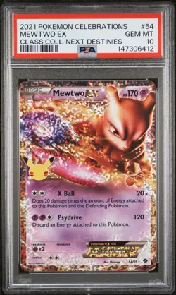 2021 POKEMON CELEBRATIONS CLASSIC COLLECTION #54 MEWTWO EX PSA 10 - Image 1