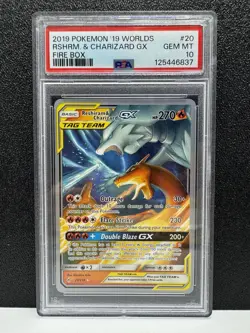 2019 Pokemon Sun & Moon Reshiram & Charizard GX 20/214 PSA 10 Unbroken Bonds TCG - Image 1
