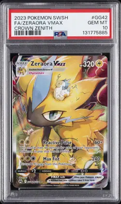 2023 POKEMON SWORD & SHIELD CROWN ZENITH #GG42 FULL ART/ZERAORA VMAX PSA 10 - Image 1