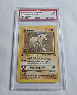 1999 Pokemon Fossil 7 Hitmonlee Holo 1st Edition First Edition PSA 9 - 58316462 - Image 1