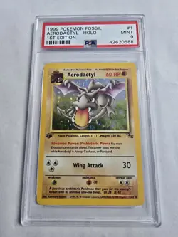 Pokemon Aerodactyl Fossil 1st Edition Holo Rare #1 PSA 9 Mint - Image 1