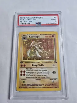 1999 POKEMON FOSSIL 1ST EDITION #9 KABUTOPS-HOLO PSA 9 - Image 1
