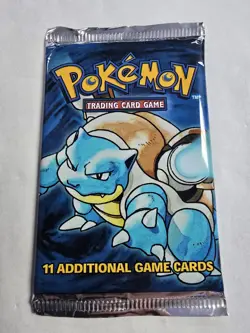 Pokemon FACTORY SEALED 1999 Base Set Unlimited Blastoise Booster Pack! 20.58g - Image 1