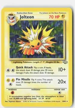 Jolteon Rare Jungle 04/64 Pokemon Card Holofoil NEAR MINT - Image 1