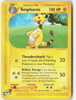 Ampharos Aquapolis 001/147 Pokemon Card - Image 1