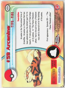 Arcanine Topps Chrome Card #59 LP - Image 2