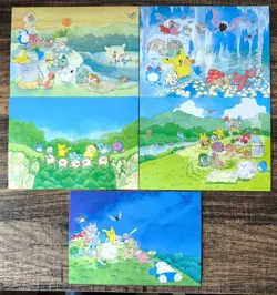 Set of 5 Japan Pokemon Postcard Keiko Fukuyama Pikachu Project Art card - Image 1