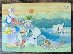 Set of 5 Japan Pokemon Postcard Keiko Fukuyama Pikachu Project Art card - Image 2