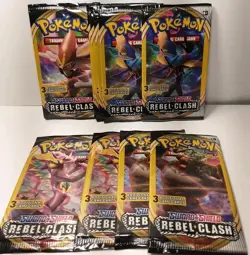 (10) Pokemon TCG Cards Sword and Shield Rebel Clash 3 Card Pack - New Sealed - Image 2