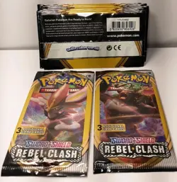 (10) Pokemon TCG Cards Sword and Shield Rebel Clash 3 Card Pack - New Sealed - Image 3