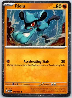 POKEMON RIOLU (COSMOS HOLO) 076/132 HOLO NM HOLOFOIL FART SWIRL - Image 1