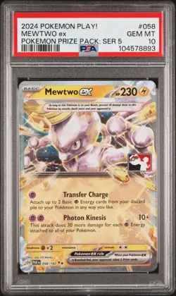 2024 POKEMON PLAY! POKEMON PRIZE PACK: SERIES 5 MEWTWO EX #058 PSA 10 - Image 1