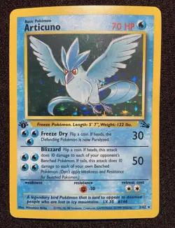 Pokemon TCG Fossil Set Articuno 2/62 Rare Holo 1st Edition - Image 1