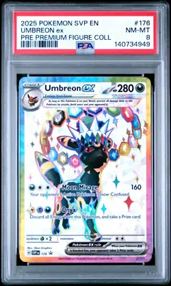 2025 POKEMON SVP EN-SV BLACK STAR PROMO #176 UMBREON EX PSA 8 - Image 1