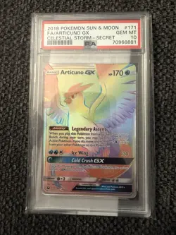 2018 Pokemon Articuno GX Full Art Secret Rare 171/168 PSA 10 (Celestial Storm) - Image 1