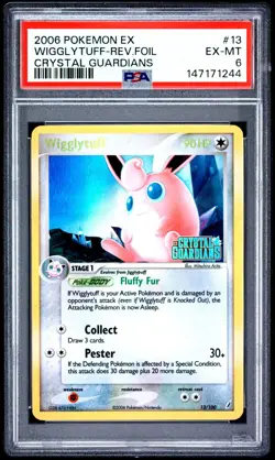 2006 Pokemon Crystal Guardians Wigglytuff 13 Rev Holo FRESHLY GRADED PSA 6 EX-MT - Image 1