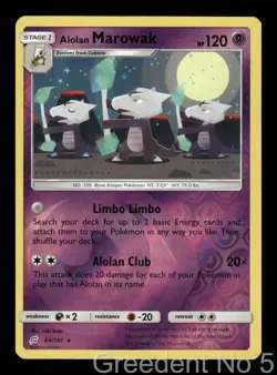 Alolan Marowak 64/181 Rare Team Up Pokemon Reverse Holo Lightly Played - Image 1