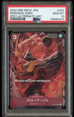 2022 One Piece Japanese RORONOA ZORO Alternate Alt Art OP01-025 - PSA 10 - Image 1