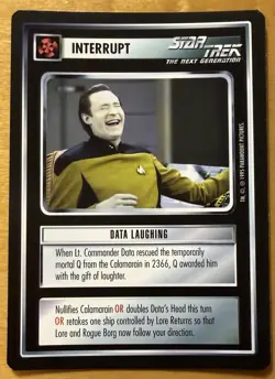 Star Trek CCG 1E DATA LAUGHING SEALED Promo Card 1995 Paramount Mint Rare - Image 1