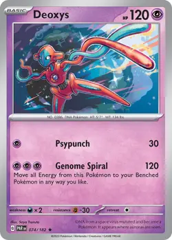 Deoxys 74/182 Holo Rare Paradox Rift Pokemon Cards - Image 1