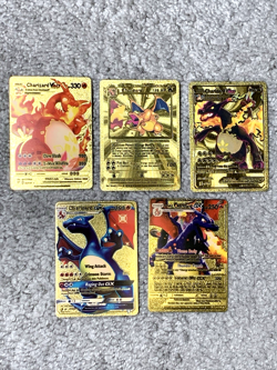 Set of 5 Charizard Gold Foil Fan Art Display Cards NM! - Image 1