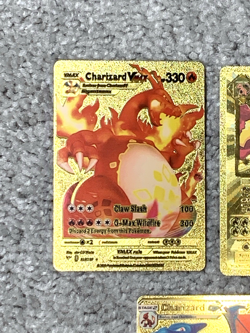 Set of 5 Charizard Gold Foil Fan Art Display Cards NM! - Image 2
