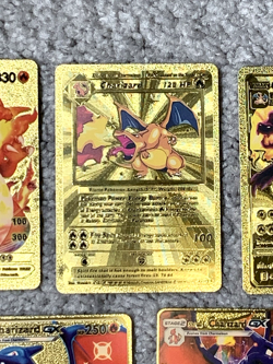 Set of 5 Charizard Gold Foil Fan Art Display Cards NM! - Image 3