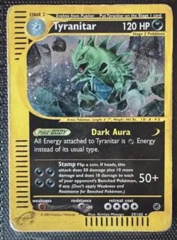Pokemon Card-Tyranitar-29/165-Expedition- Holo-ENG-Poor - Image 1