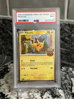 PSA 9 Pikachu 018 Pokemon Trick Or Trade 2024 Pokemon Double Swirl Fart Swirl - Image 1
