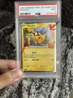 PSA 9 Pikachu 018 Pokemon Trick Or Trade 2024 Pokemon Double Swirl Fart Swirl - Image 2