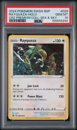 Pokemon TCG Rayquaza SWSH029 Sword & Shield Promo Holo PSA 10 ENG 130HP LOW POP - Image 1