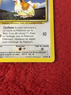 Pokemon Roucool (Pidgey) 57/102 Base Set FRENCH FR Played 1st Edition - Image 4