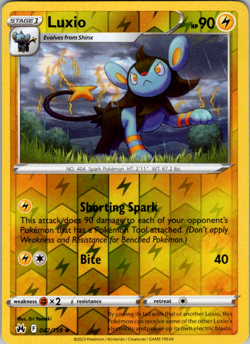 Pokemon TCG Luxio Crown Zenith 042/159 Reverse Holo Uncommon - Image 1
