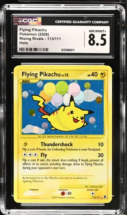 CGC 8.5 NM/MINT+ Flying Pikachu 113/111 Holo Rising Rivals Pokemon Card - Image 1