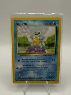Squirtle 63/102 Common Base Set Unlimited Pokemon Lightly Played - Image 1