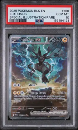 Zekrom ex PSA 10 English Pokemon Card 166/086 SIR 2025 Black Bolt - Image 1