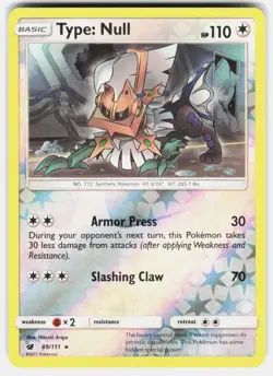 Type: Null 89/111 Rare Crimson Invasion Pokemon Reverse Holo Lightly Played - Image 2