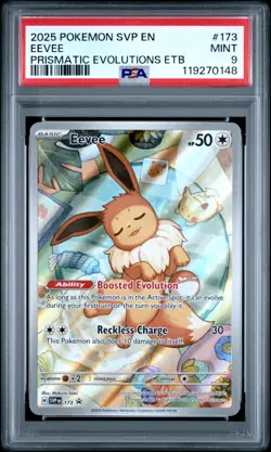 2025 POKEMON SVP BLACK STAR PROMO PRISMATIC EVOLUTIONS ETB #173 EEVEE PSA 9 - Image 1