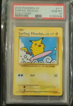 2016 Surfing Pikachu 111/108 XY Evolutions PSA 10 Pokemon TCG - Image 1