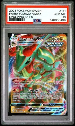 2021 POKEMON SWORD & SHIELD EVOLVING SKIES #111 FULL ART/RAYQUAZA VMAX PSA 10 - Image 1