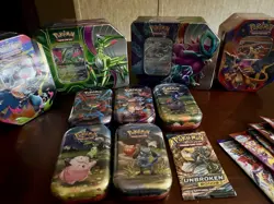Pokemon TCG Sealed Variety Lot: Booster Packs, Collector Tin & Ultra Rare Repack - Image 1