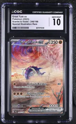 (CGC 10) Great Tusk ex 246/198 SIR Scarlet & Violet Base Set 2023 Pokemon TCG - Image 1